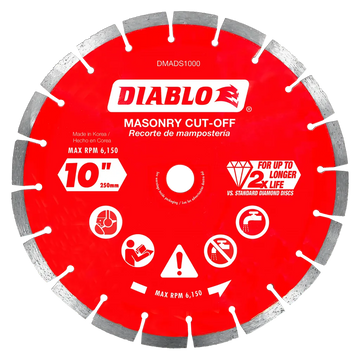10 in. Diamond Segmented Cut-Off Discs for Masonry | Diablo Tools | PCS