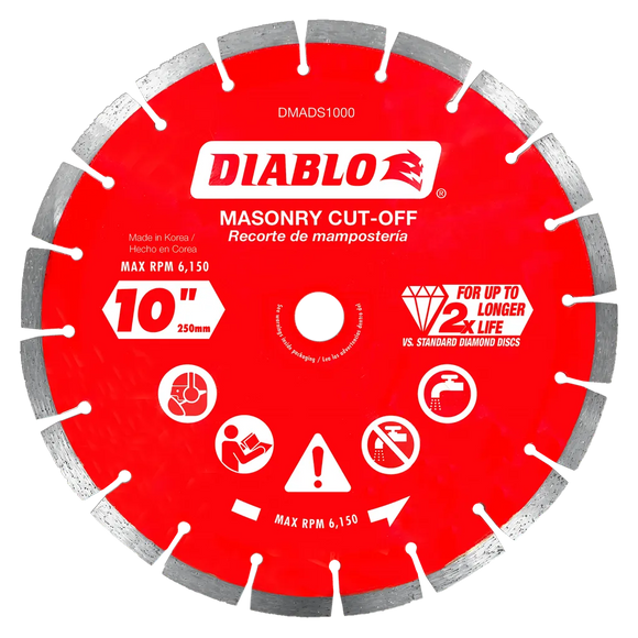10 in. Diamond Segmented Cut-Off Discs for Masonry | Diablo Tools | PCS
