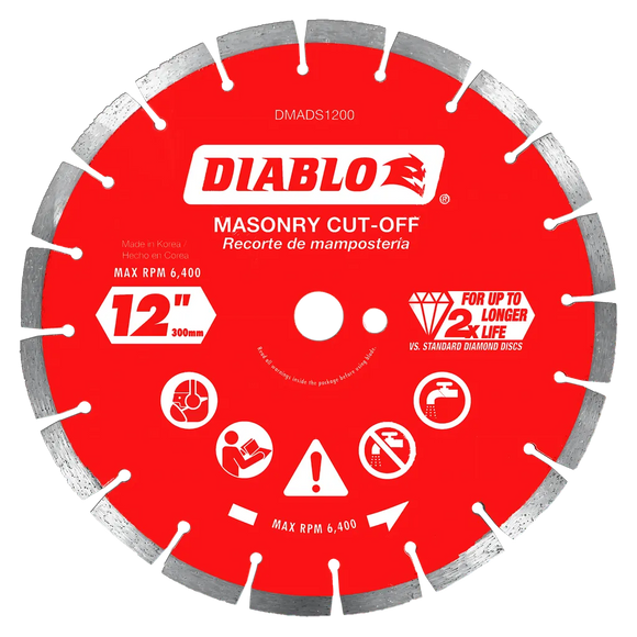 12 in. Diamond Segmented Cut-Off Discs for Masonry | Diablo Tools | PCS