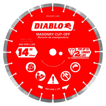 14 in. Diamond Segmented Cut-Off Discs for Masonry | Diablo Tools | PCS