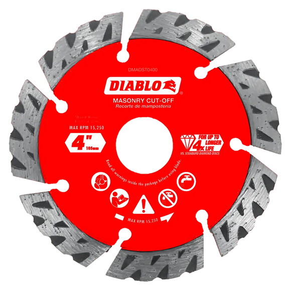 4 in. Diamond Segmented Turbo Cut-Off Discs for Masonry | Diablo Tools | PCS