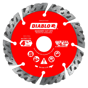 4-1/2 in. Diamond Segmented Turbo Cut-Off Discs for Masonry | Diablo Tools | PCS