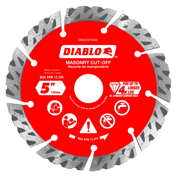 5 in. Diamond Segmented Turbo Cut-Off Discs for Masonry | Diablo Tools | PCS