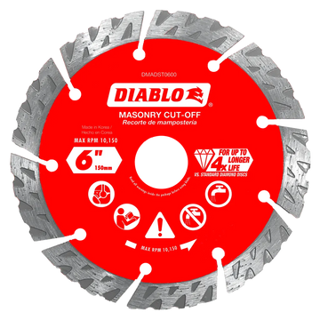 6 in. Diamond Segmented Turbo Cut-Off Discs for Masonry | Diablo Tools | PCS
