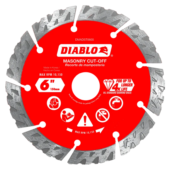 6 in. Diamond Segmented Turbo Cut-Off Discs for Masonry | Diablo Tools | PCS