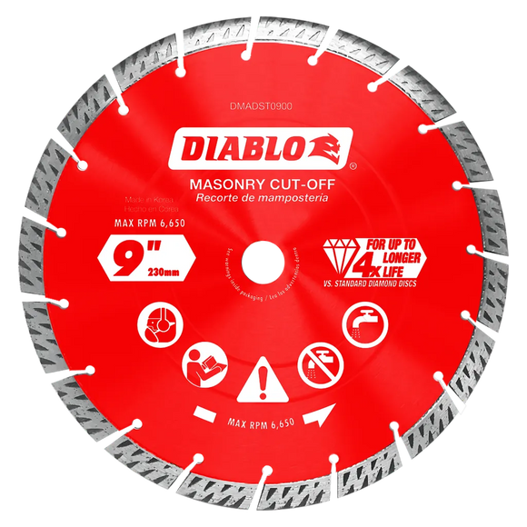 9 in. Diamond Segmented Turbo Cut-Off Discs for Masonry | Diablo Tools | PCS