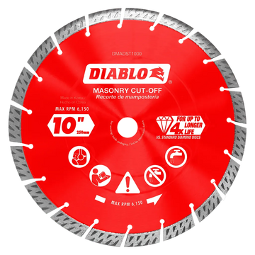 10 in. Diamond Segmented Turbo Cut-Off Discs for Masonry | Diablo Tools | PCS
