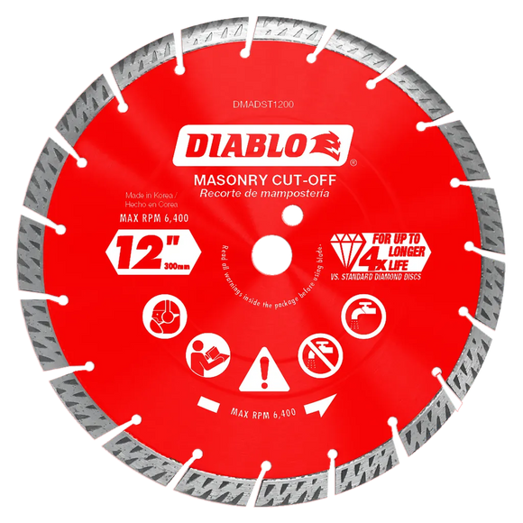 12 in. Diamond Segmented Turbo Cut-Off Discs for Masonry | Diablo Tools | PCS