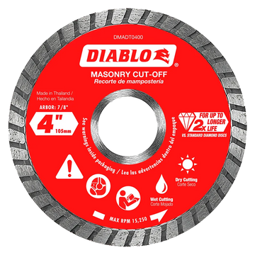 4 in. Diamond Turbo Cut-Off Discs for Masonry | Diablo Tools | PCS