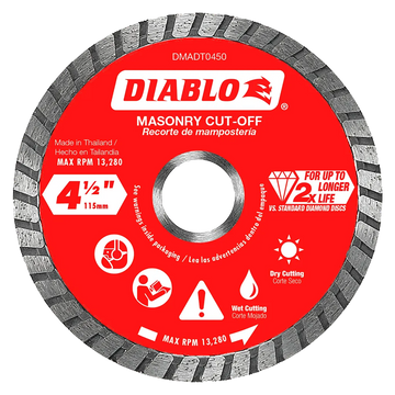 4-1/2 in. Diamond Turbo Cut-Off Discs for Masonry | Diablo Tools | PCS