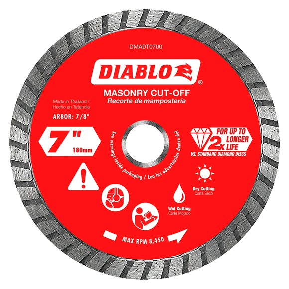 7 in. Diamond Turbo Cut-Off Discs for Masonry | Diablo Tools | PCS