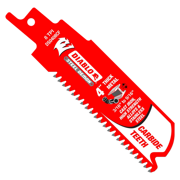 4 in. Steel Demon Carbide Recip Blades for Thick Metal (3/16 in. - 9/16 in.) Cutting | Diablo Tools | PCS