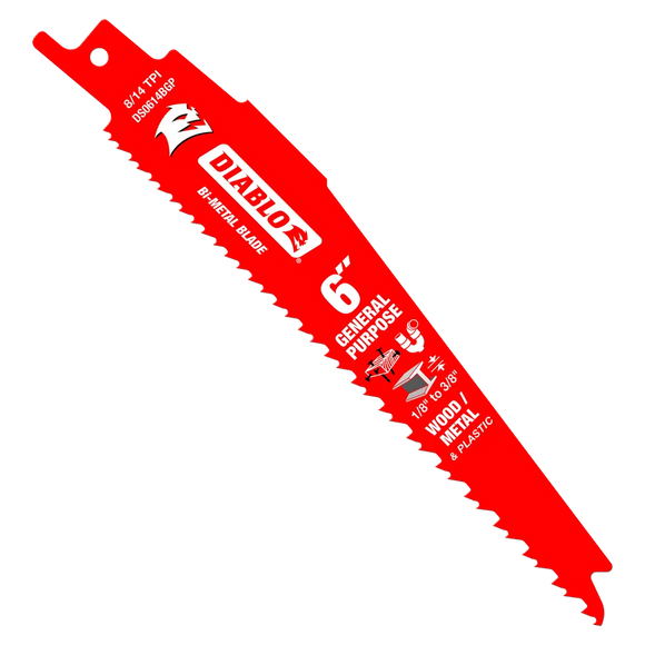 6 in. Bi-Metal Recip Blade for Nail-Embedded Wood, Metal, and Plastic (5-Pack) | Diablo Tools | PCS