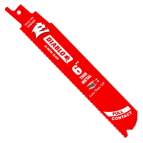 6 in. Bi-Metal Recip Blade for Thin Metal (Less than 1/8 in.) (25-Pack) | Diablo Tools | PCS