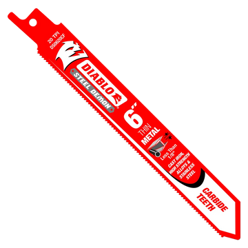 6 in. Steel Demon Carbide Recip Blades for Thin Metal (less than 1/8 in.) Cutting | Diablo Tools | PCS
