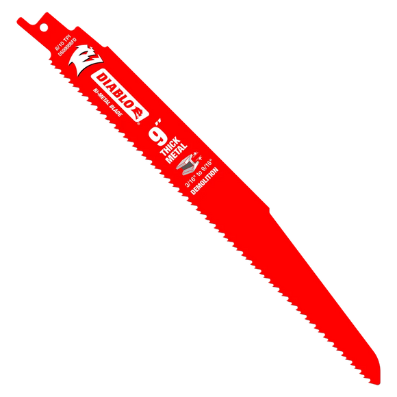 9 in. Bi-Metal Recip Blade for Thick Metal/Demolition (3/16 in. to 9/16 in.) | Diablo Tools | PCS