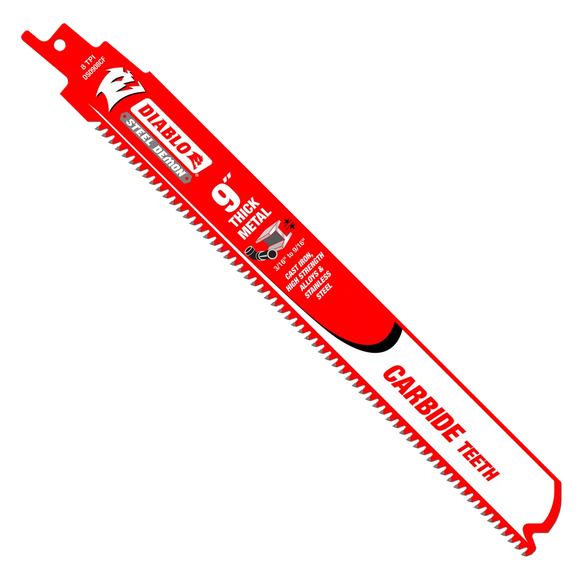 9 in. Steel Demon Carbide Recip Blades for Thick Metal (3/16 in. - 9/16 in.) Cutting (3-Pack) | Diablo Tools | PCS