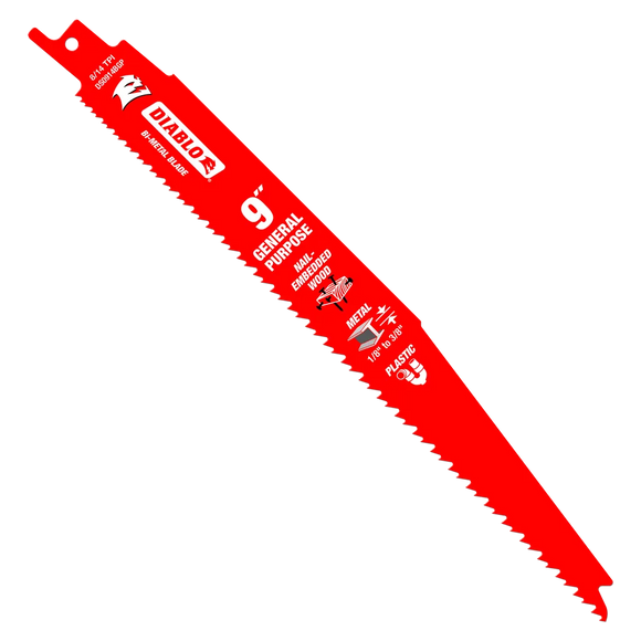 9 in. Bi-Metal Recip Blade for Nail-Embedded Wood, Metal, and Plastic (2-Pack) | Diablo Tools | PCS