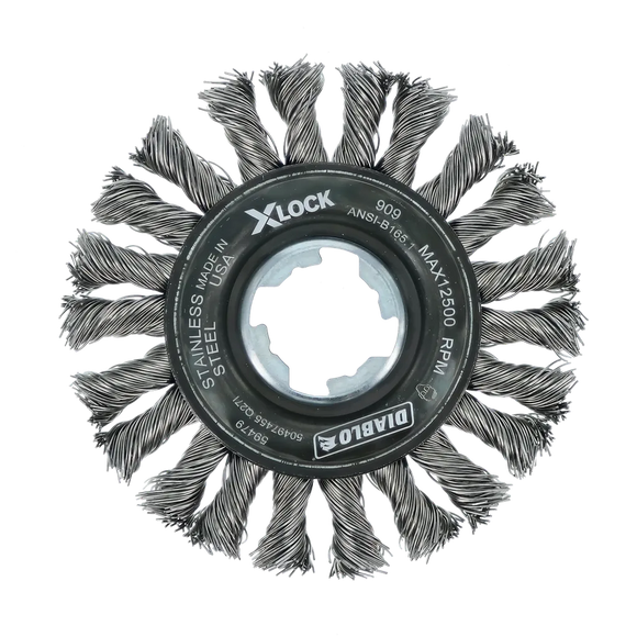 4 in. X-LOCK Stainless Steel Full Cable Twist Wheel | Diablo Tools | PCS