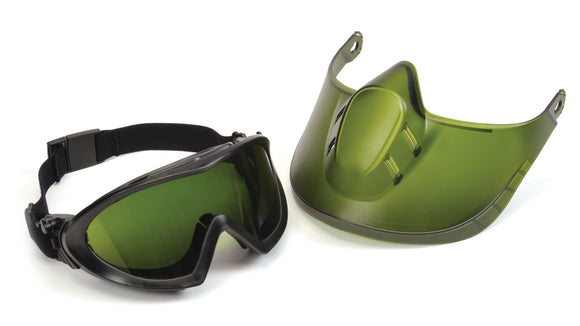 Pyramex - Capstone - GG504TSHIELDIR3 - 3.0 IR  Filter H2X Anti-fog Lens w/ Green Tinted Faceshield Attachment - GG504TSHIELDIR3_Goggle_Shield