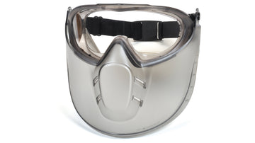 Pyramex - Capstone - GG504TSHIELD - Gray Frame/Clear H2X Anti-Fog Lens with faceshield attachment. Includes 2 disposable tear-off visors - GG504TSHIELD_Down
