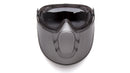 Pyramex - Capstone - GG524TSHIELD - Gray Frame/Gray H2X Anti-Fog Lens with faceshield attachment. Includes 2 disposable tear-off visors - GG524TSHIELD_Down