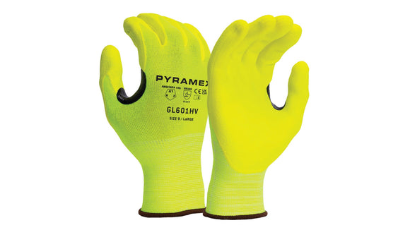 Pyramex - GL601HV - GL601HVM - Micro-Foam Nitrile- Hi-Vis Yell 15g Nylon/Spandx- size  Medium - GL601HV