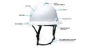 Pyramex - Ridgeline T2 - HPT256110V - Ridgeline T2 Full Brim Hard Hat - Vented - White - 6pt Ratchet Suspension - HPT256110_Callout
