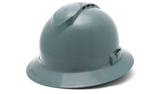 Pyramex - Ridgeline T2 - HPT256113V - Ridgeline T2 Full Brim Hard Hat - Vented - Slate Gray - 6pt Ratchet Suspension - HPT256113V_34F_1