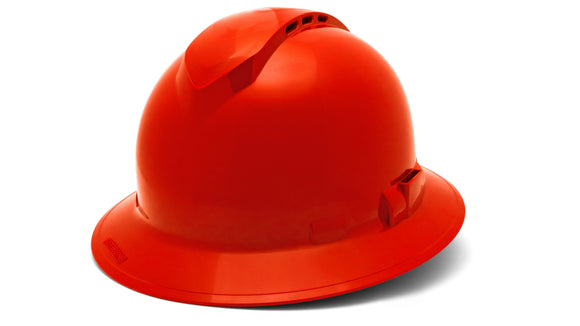Pyramex - Ridgeline T2 - HPT256120V - Ridgeline T2 Full Brim Hard Hat - Vented - Red - 6pt Ratchet Suspension - HPT256120V_34F_1