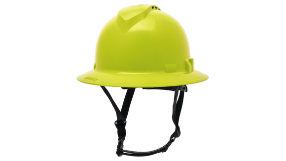 Pyramex - Ridgeline T2 - HPT256131V - Ridgeline T2 Full Brim Hard Hat - Vented - Hi-Vis Lime - 6pt Ratchet Suspension - HPT256131V_34F