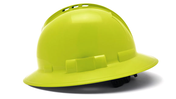 Pyramex - Ridgeline T2 - HPT256131V - Ridgeline T2 Full Brim Hard Hat - Vented - Hi-Vis Lime - 6pt Ratchet Suspension - HPT256131V_S_1