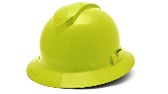 Pyramex - Ridgeline T2 - HPT256131 - Ridgeline T2 Full Brim Hard Hat - Hi-Vis Lime - 6pt Ratchet Suspension - HPT256131_34F_1