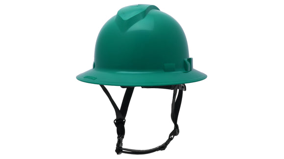 Pyramex - Ridgeline T2 - HPT256135 - Ridgeline T2 Full Brim Hard Hat - Green - 6pt Ratchet Suspension - HPT256135_34F