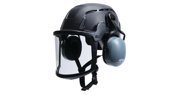 Pyramex - SL T2 Safety Helmet - HPT2FV10 - SL T2 Series - Type II Accessory - Full shield clear with clips - HPT2FV10_SL_T2_Helmet_CM6010_Earmuff
