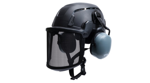 Pyramex - SL T2 Safety Helmet - HPT2FVM60 - SL T2 Series - Type II Accessory - Full shield mesh with clips - HPT2FVM60_SL_T2_Helmet_CM6010_Earmuff