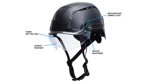 Pyramex - SL T2 Safety Helmet - HPT2HV10T - SL T2 Series - Type II Accessory - Half visor clear AF with clips - HPT2HV10T_Callout