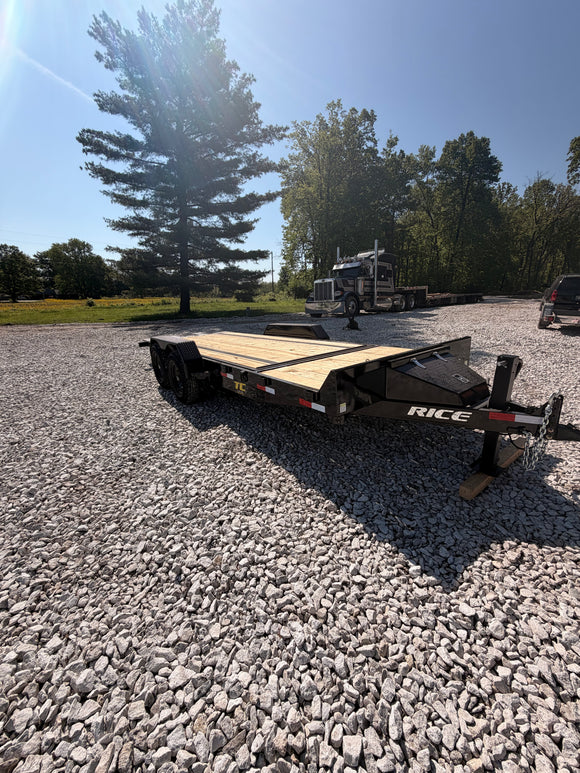 Rice 20’ Equipment Trailer Rental — 14K GVWR Tandem Axle Hauler