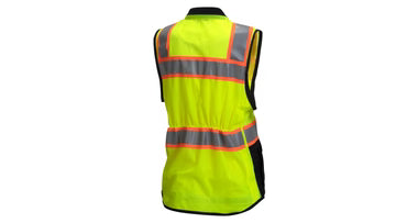 Women’s Hi-Vis Safety Vest – Tailored Fit, Class 2, 9-Pocket Surveyor Vest (RVZF61)