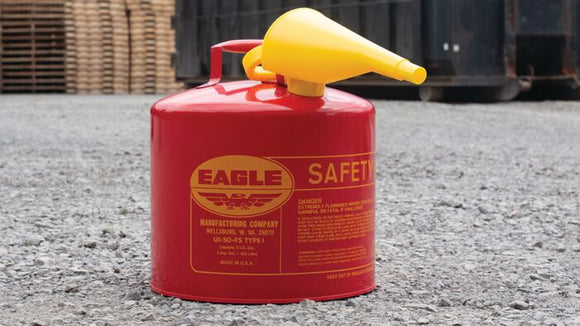 EAGLE 5-Gallon Type I EAGLE Safety Can – Galvanized Steel, Self-Closing Lid, Flame Arrester (OSHA/NFPA Compliant)