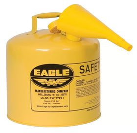 Buy eagle-yellow-diesel EAGLE 5-Gallon Type I EAGLE Safety Can – Galvanized Steel, Self-Closing Lid, Flame Arrester (OSHA/NFPA Compliant)