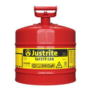 Justrite 5 Gallon Steel Safety Can for Flammables, Type I, Flame Arrester, Red - 7150100 — product view