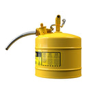 Justrite 5 Gallon, 1" Metal Hose, Steel Safety Can for Diesel, Type II, AccuFlow™, Yellow - 7250230 — additional manufacturer view