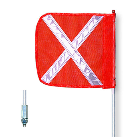 Checkers General-Purpose 6' Non-Lighted Warning Whip w/ Threaded Hex Base 12" Orange Flag White X — FS6X-O — product view