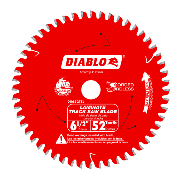 Diablo D0652TSL 6-1/2" 52-Teeth Track Saw Blade for Laminate