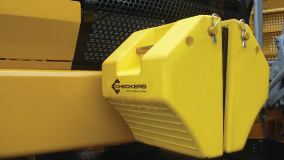 Checkers Heavy-Duty Wheel Chock, 65-105 in. Tires, 275 Ton Capacity - MC3010 — application example
