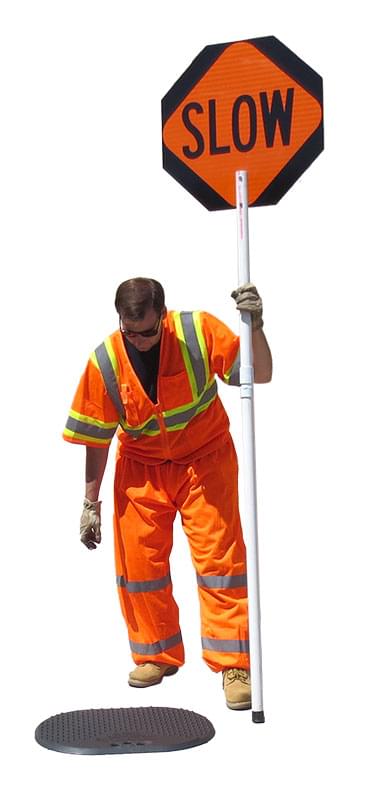 Easily defines the flagger location in the work zone