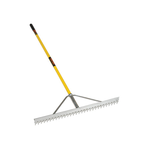 Structron 36" Screening Rake, 66" Yellow Fiberglass Handle