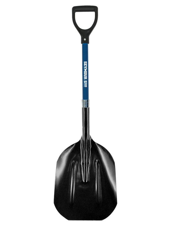 Seymour Asphalt Shovel, Round Head, Steel 12.625" x 15.75" , Fiberglass Insert & PermaGrip™, 29" Industrial Grade Fiberglass, Poly D Grip