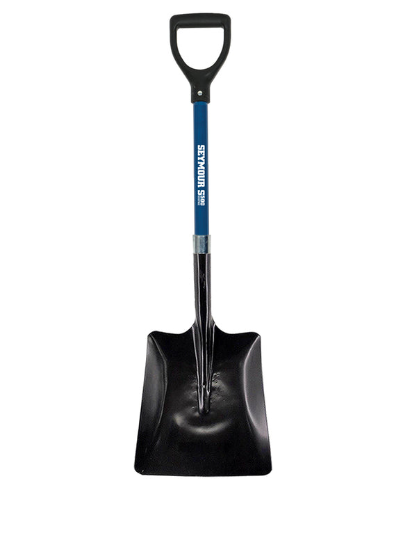 Seymour Asphalt Shovel, Square Head, Steel 11.06" x 12.63" , Fiberglass Insert & PermaGrip™, 29" Industrial Grade Fiberglass, Poly D Grip